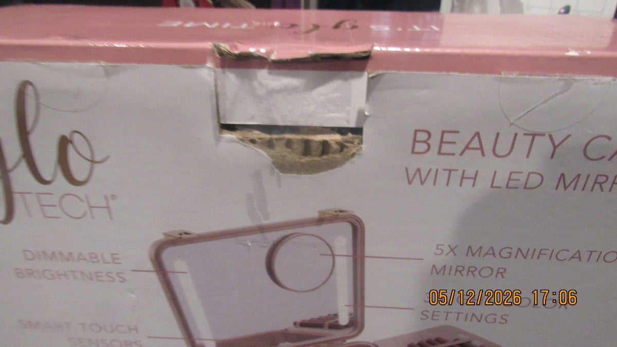 Glo Tech Beauty Case with LED Mirror – Touch Sensor, 3 Light Settings