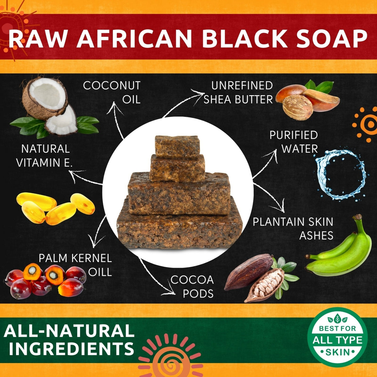 African Black Soap 2 lbs. Pure Organic Unrefined Face & Body Wash
