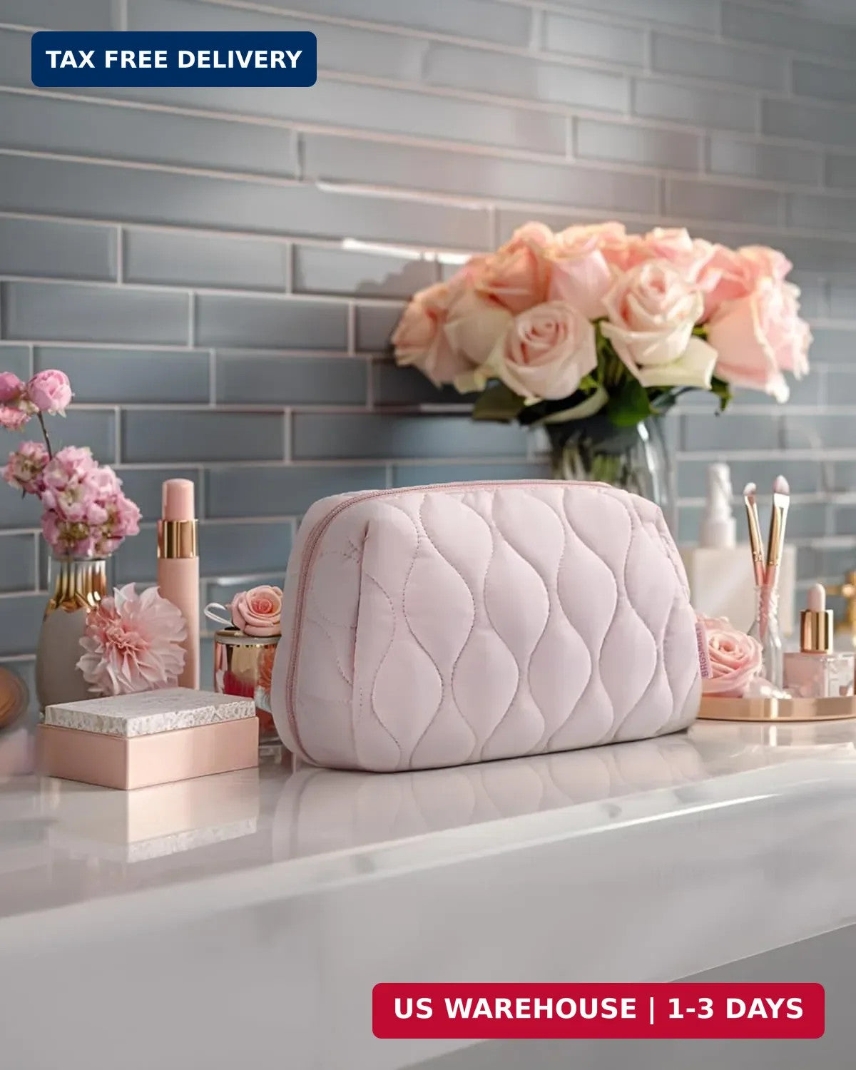 Travel Makeup Bag for Women - Padded Cosmetic Organizer with Wide Opening