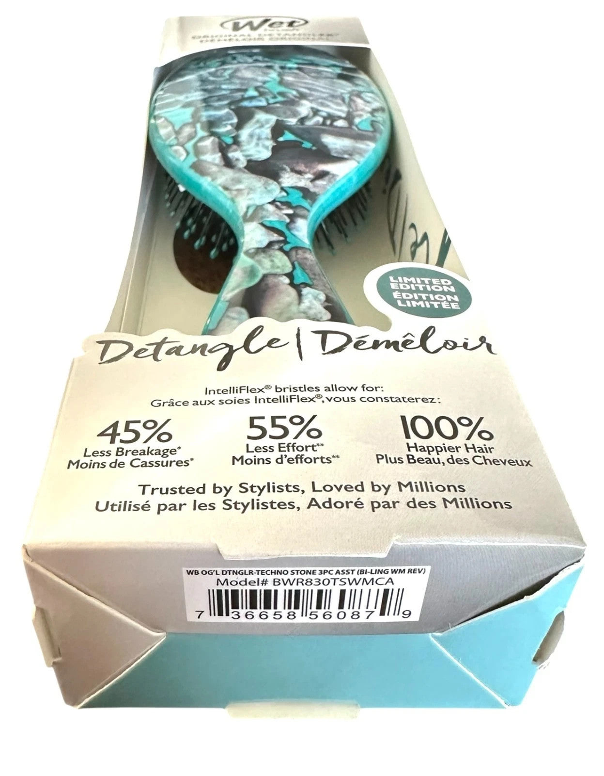 Wet Brush Detangler Hair Brush 2-Pack - Sparkling Sea Life & Techno Stone
