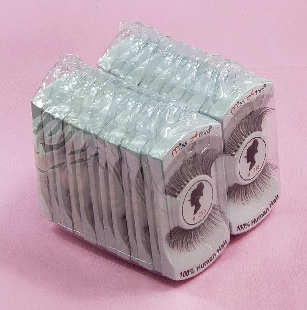 Human Hair False Eyelashes Style 218 - Natural Touch, Handmade, 12 or 24 Pack