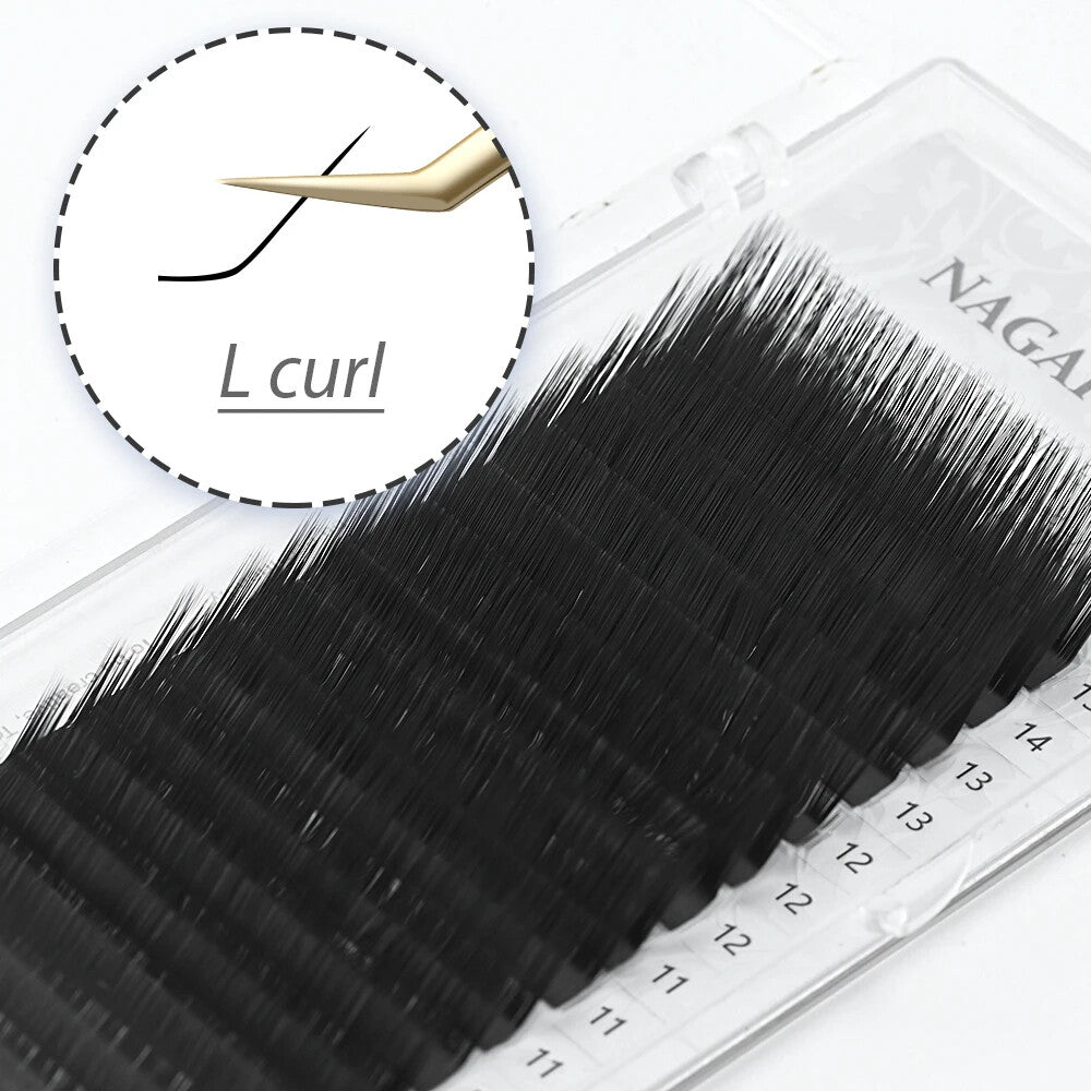 Natural Mink Eyelash Extensions Tray L LC N Curl 7-15mm for Professional Use