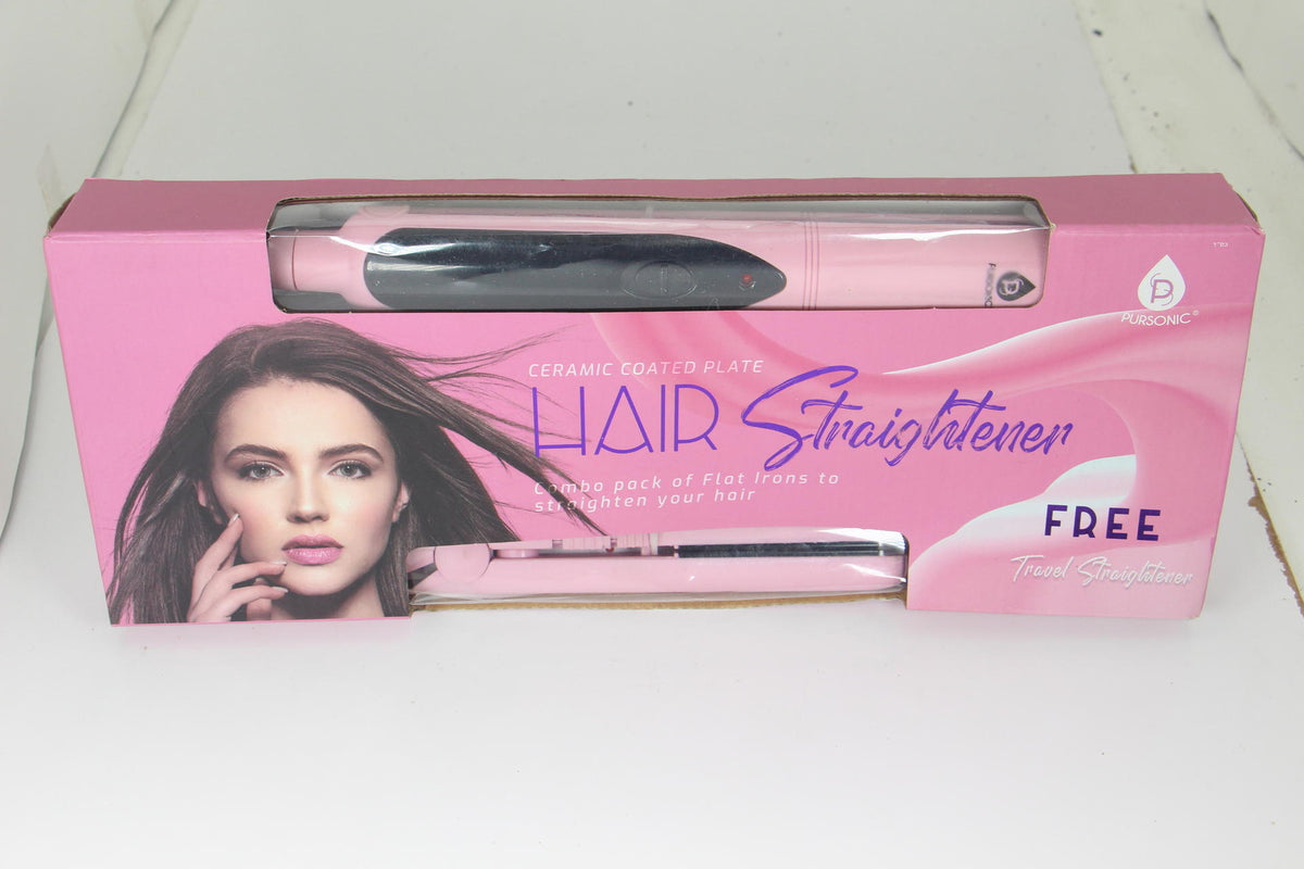 Pursonic Ceramic Coated Plate Hair Straightener + Bonus Travel Straightener U6B