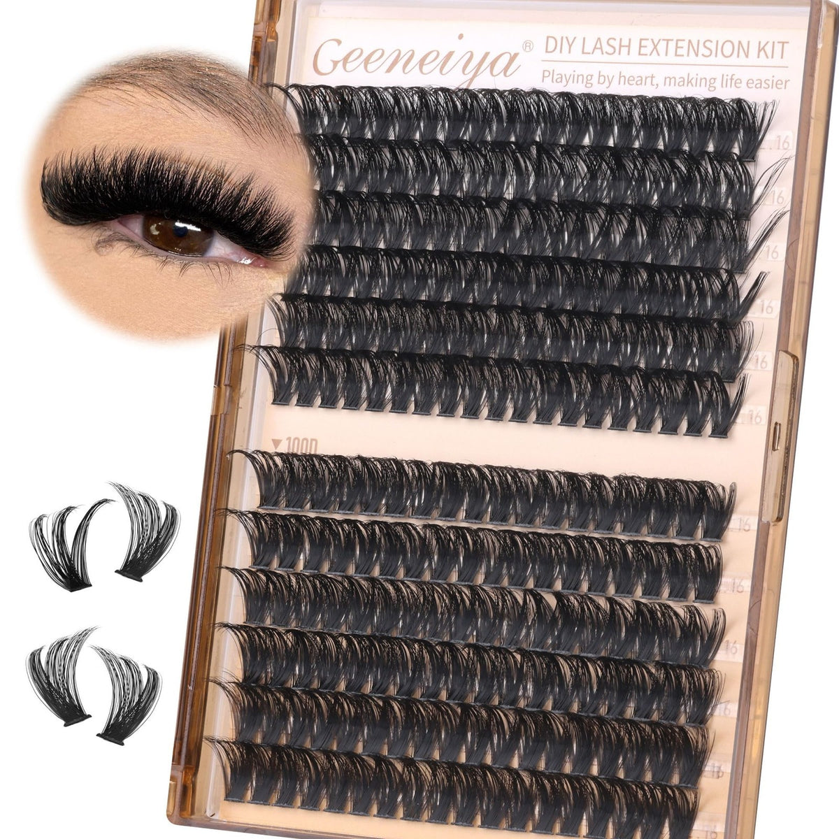 16MM Volume Lash Clusters Kit DIY Eyelash Extensions D Curl Black