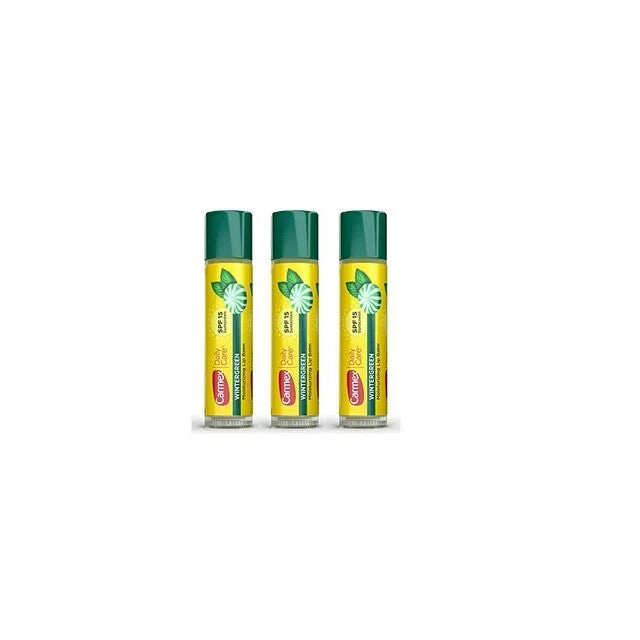 Wintergreen Lip Balm Set - Moisturizing SPF 15, Water-Resistant, 3 Pack