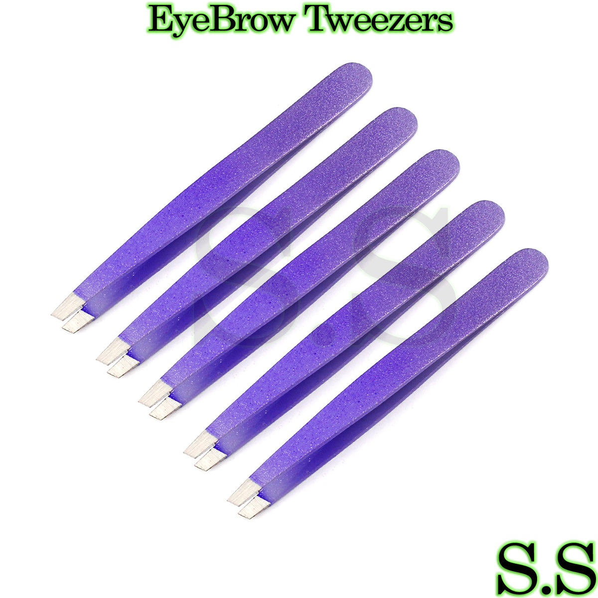 5 Pcs Eyebrow Tweezers Set - Purple Metal Manicure Tools for Grooming