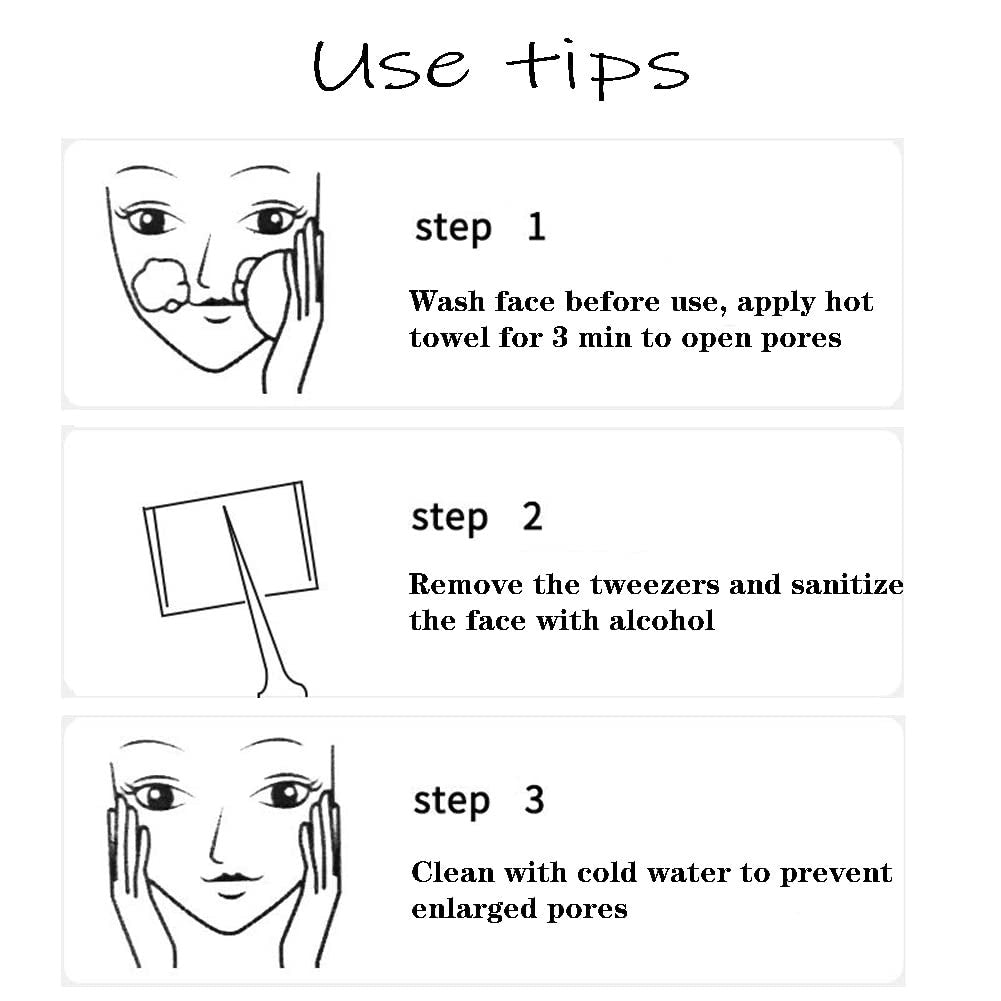 Blackhead Remover Tweezers Set for Facial Pore Extraction - 3 Pack