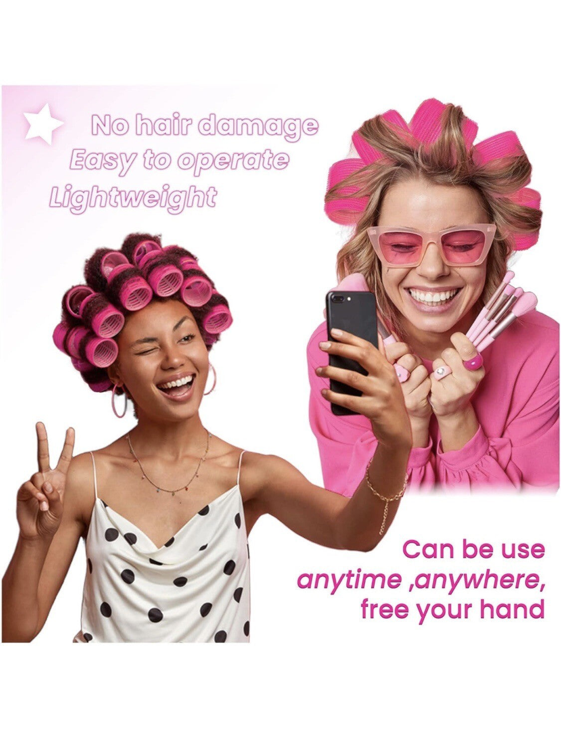 Jumbo Hair Rollers Set with Free Cosmetic Bag - No Heat Curlers for All Hair Types