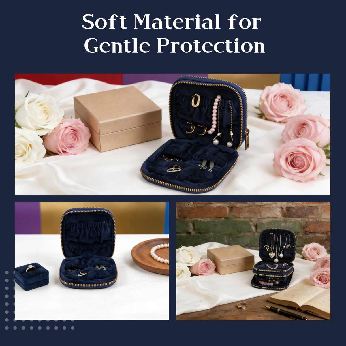 Double-Layer Travel Jewelry Pouch Organizer for Blue - Compact & Secure
