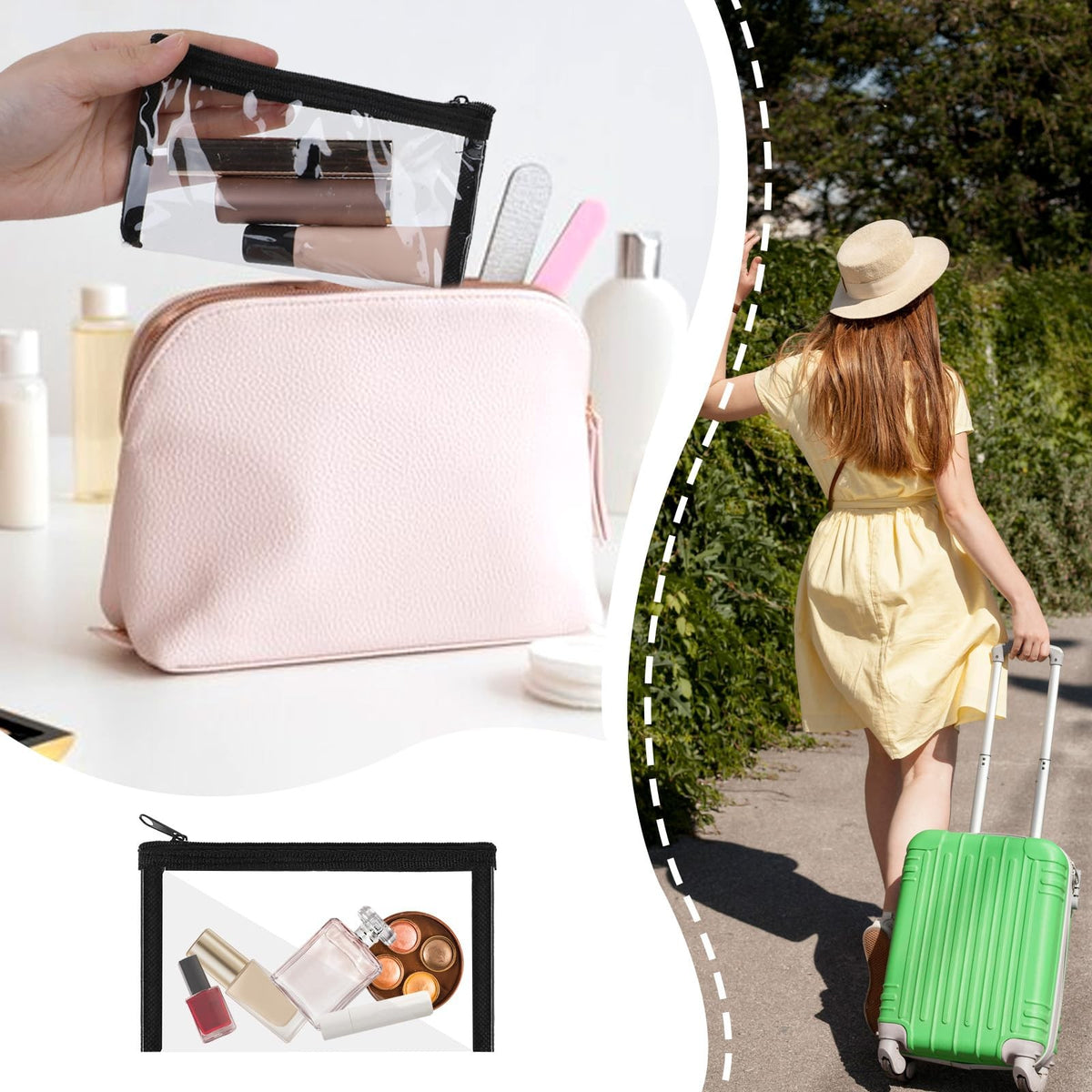 Clear Waterproof Makeup Pouches Set - Portable Cosmetic Bags for Travel & Storage