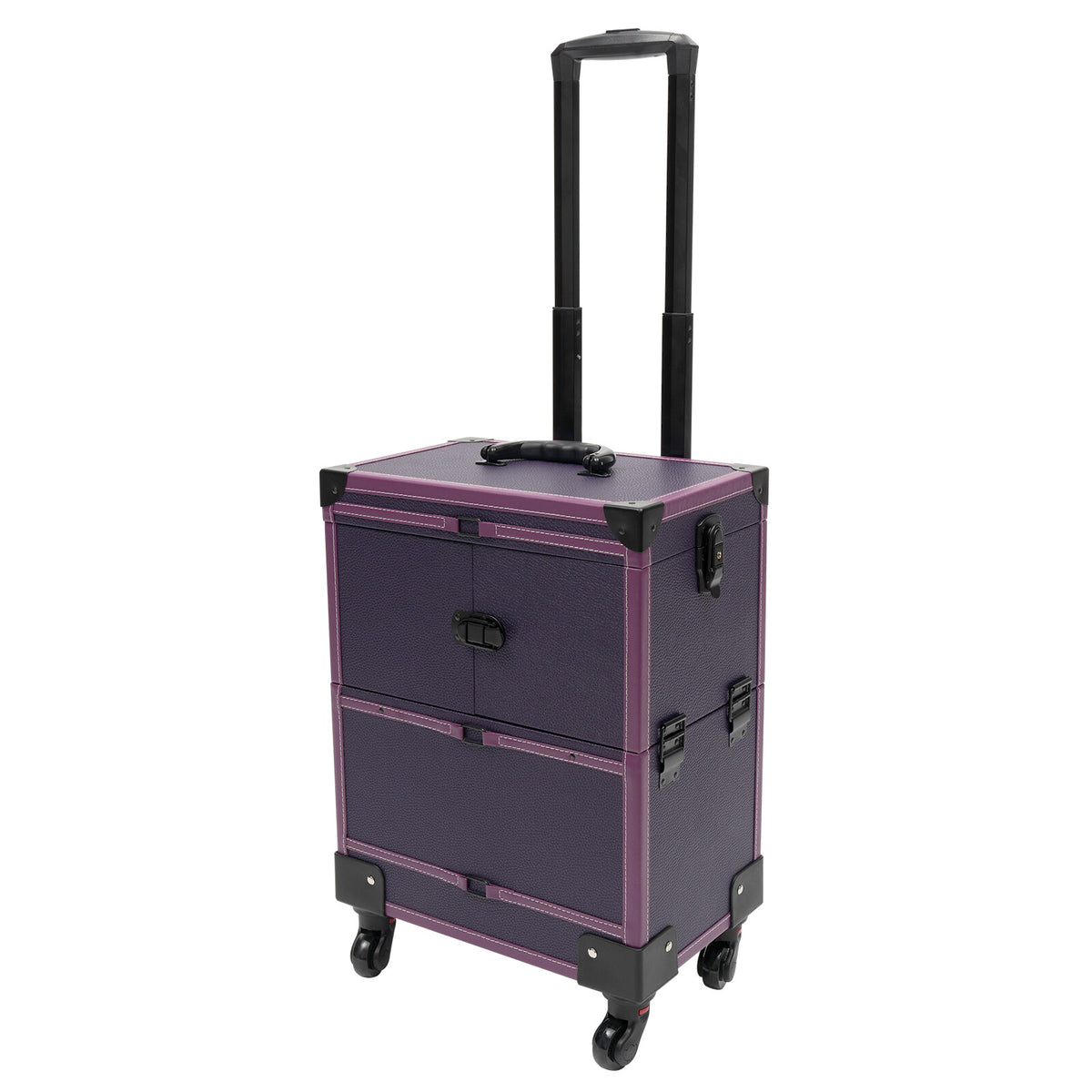 Rolling Makeup Train Case with Mirror and Multiple Compartments for Professional Artists