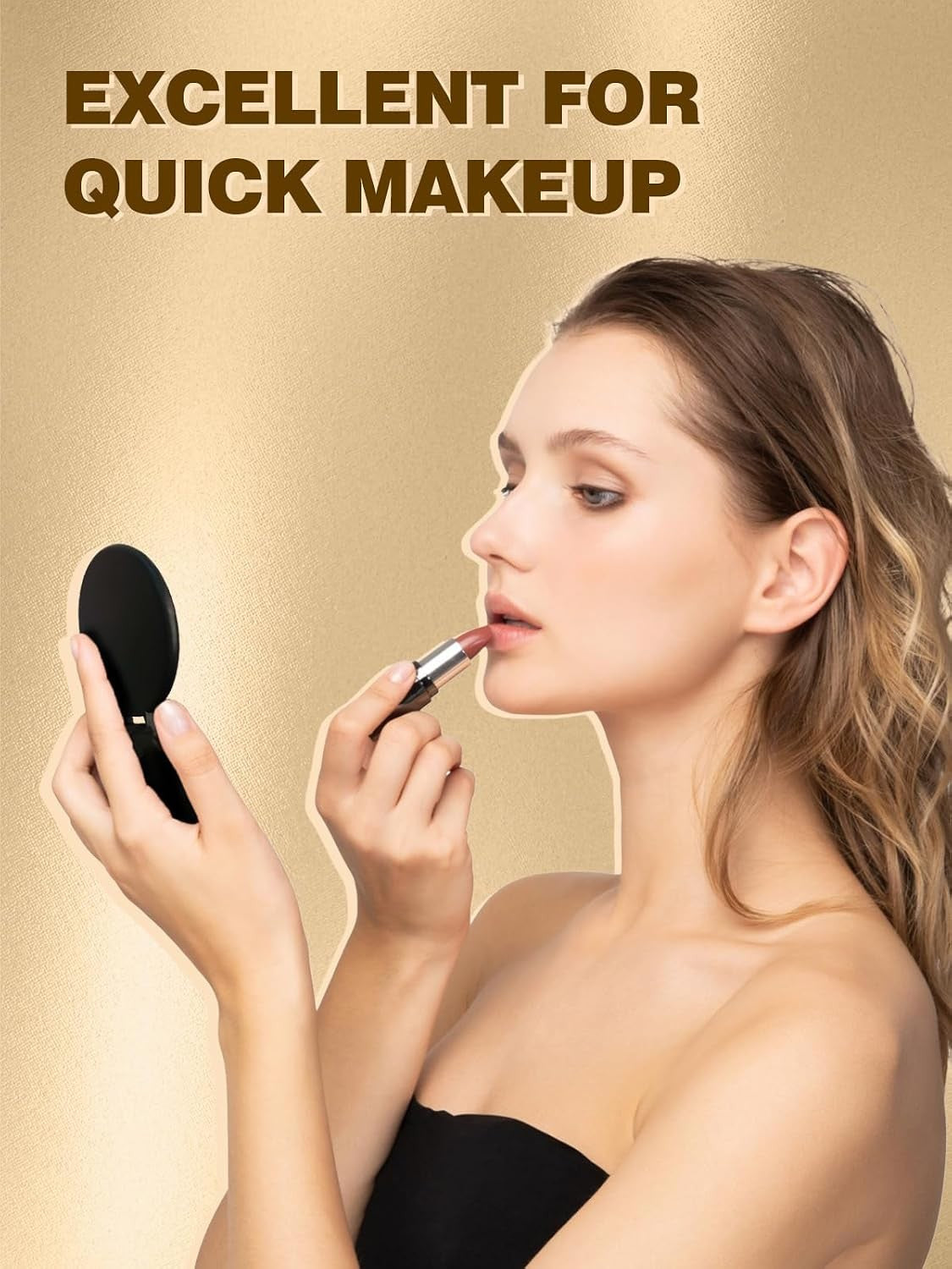 4 Pack Compact Round Makeup Mirrors for Purses - Black Portable Handheld