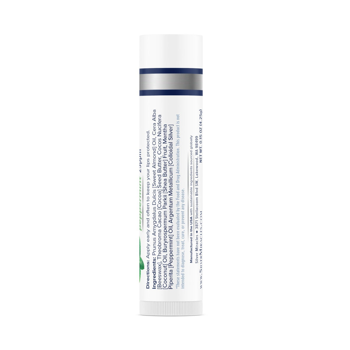 Colloidal Silver Lip Balm Tubes - 3 Pack Natural Moisturizer for Dry Lips