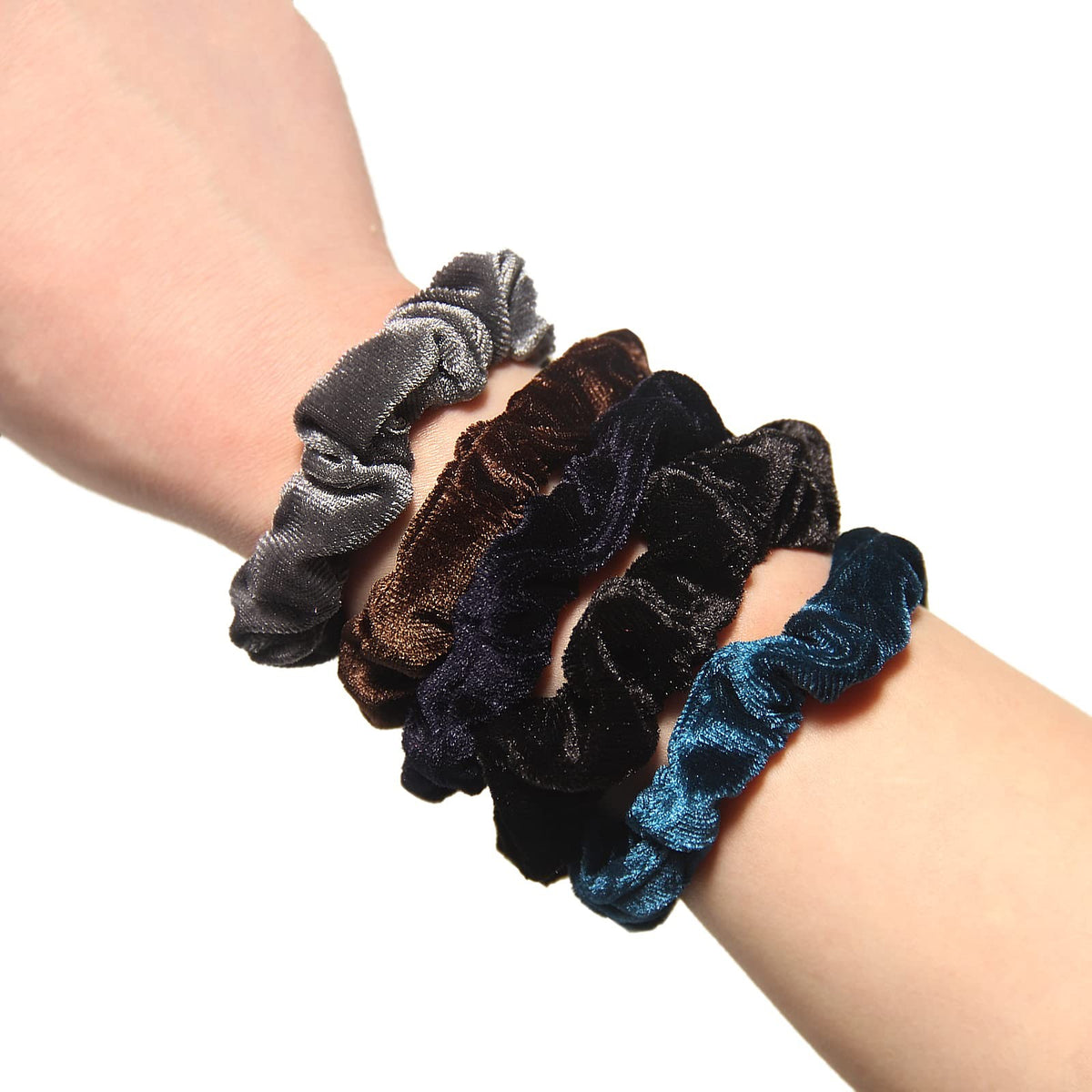 Pack of 10 Small Velvet Scrunchies for Women Count (Pack 1), Mix