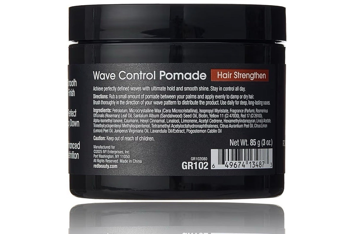 Red Pro Groomane Wave Control Pomade - Hair Strengthening Biotin Rosemary 3 Oz