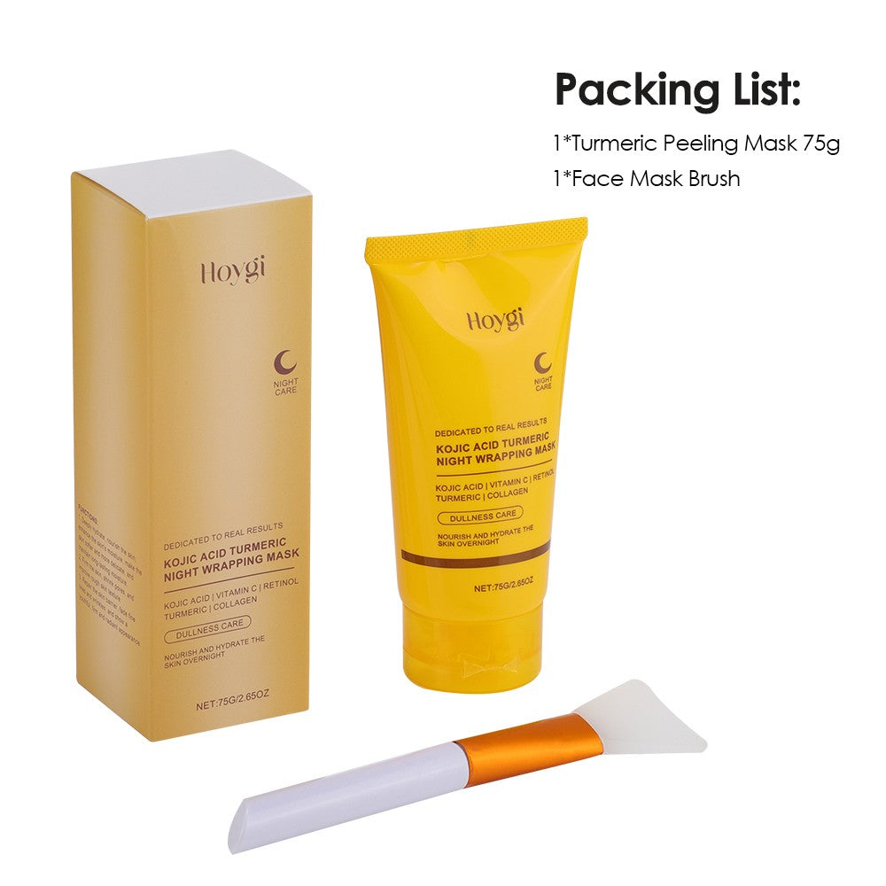 Turmeric Peel-Off Mask Set - 3pc Overnight Facial with Brush
