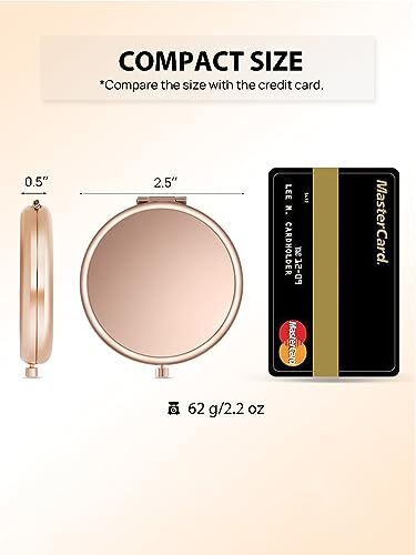 Portable Makeup Mirror 1x/2x Magnification Compact for Handbag Travel