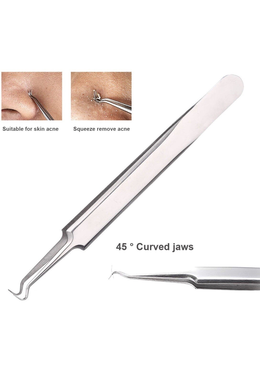 3Pcs Acne Pimple Blackhead Remover Tweezers Set - Facial Skin Care Tools