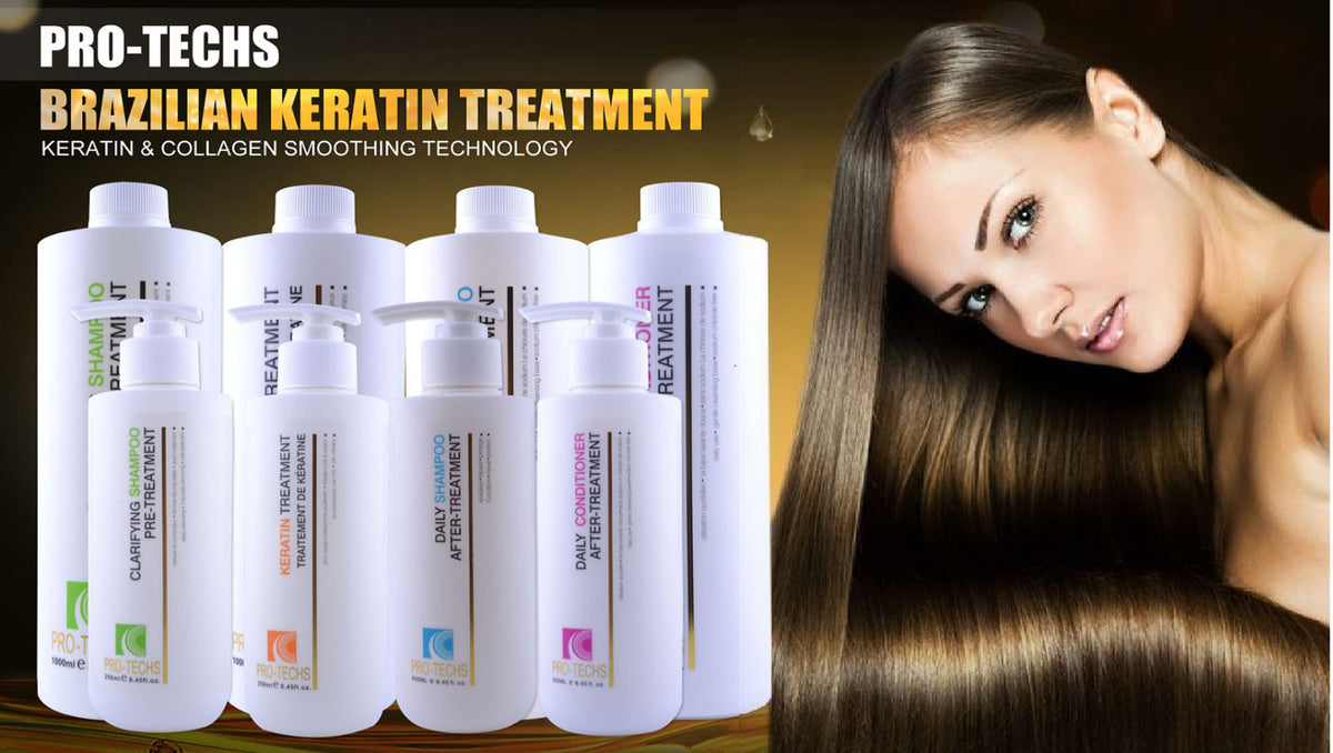 Keratin Hair Smoothing Treatment Set - Professional Brazilian Hair Therapy 8.45 oz (4-Step)
