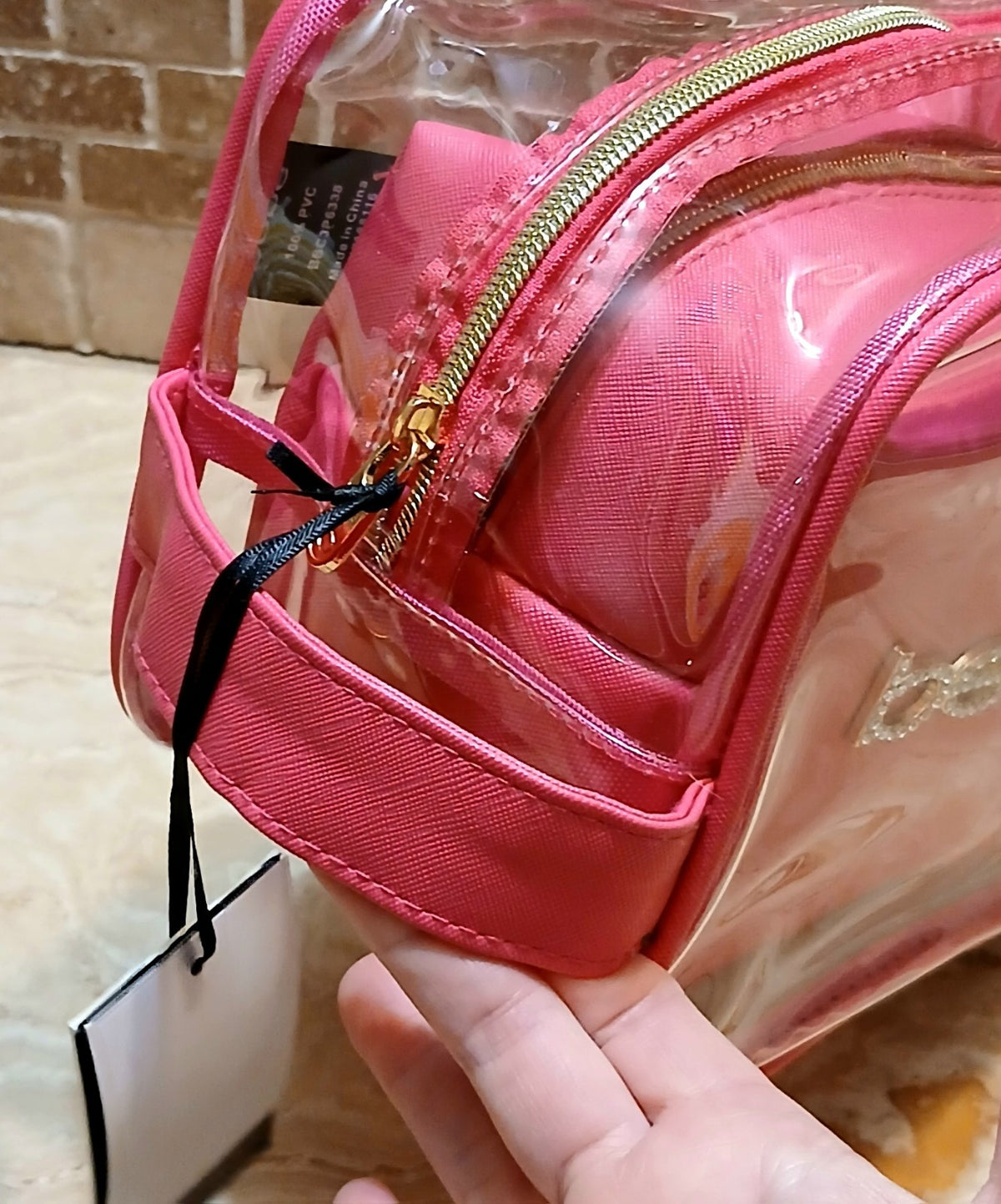 Pink Travel Makeup Bag Set with 2 Toiletry Bottles - 3 Piece Cosmetic Organizer