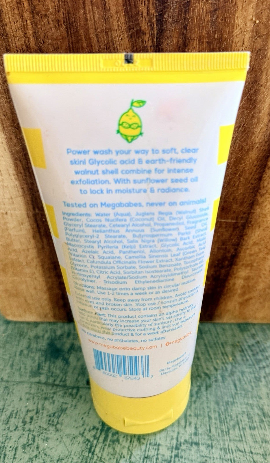 Megababe Power Wash Sunny Body Scrub 6 Fl Oz Glycolic Acid Exfoliate