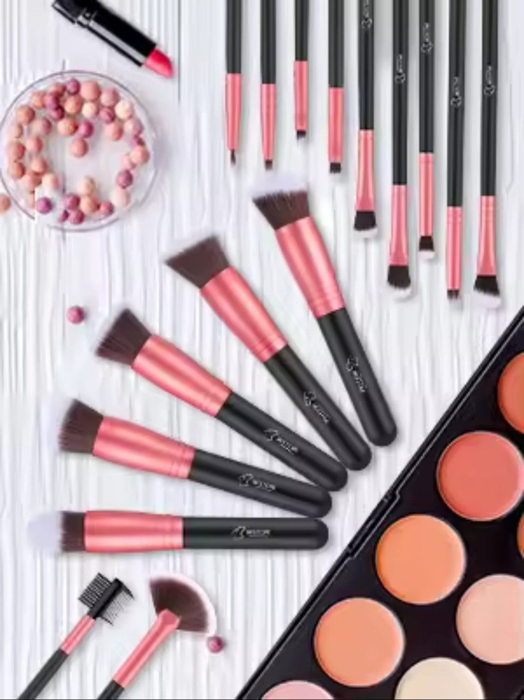 16-Piece Makeup Brush Set - Premium Synthetic Face & Eye Brushes