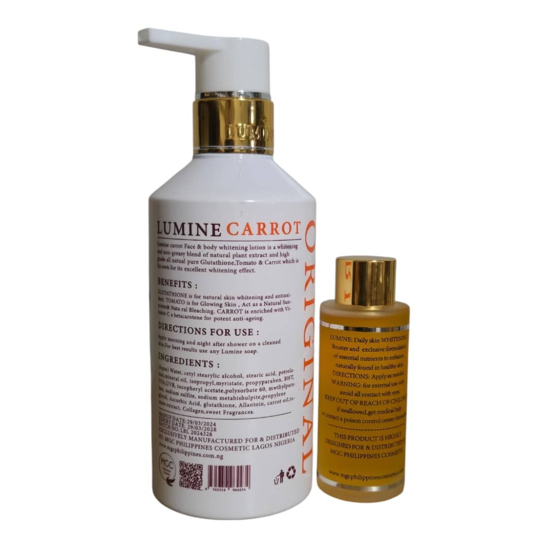 Carrot Brightening Serum Lotion & Apricot Exfoliating Soap Set - 2 Pieces