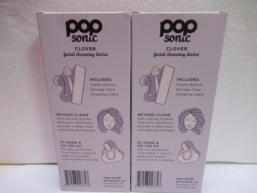 2-Pack Sonic Clover Facial Cleansing Devices with Lavender Ombre & Case