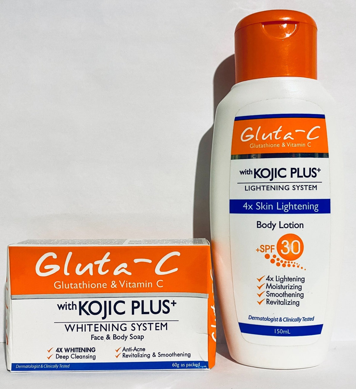 Whitening Face Cream & Body Soap Set with Kojic & Glutathione - 3 Items