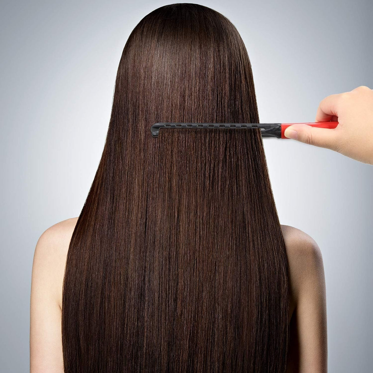 V-Shaped Hair Straightening Comb Set - 2 Pack, Red & Black, Travel Friendly