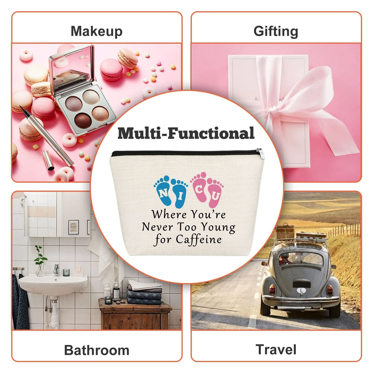 NICU Nurse Gift Makeup Bag for Women - Appreciation, Midwife & Pediatrician Gift