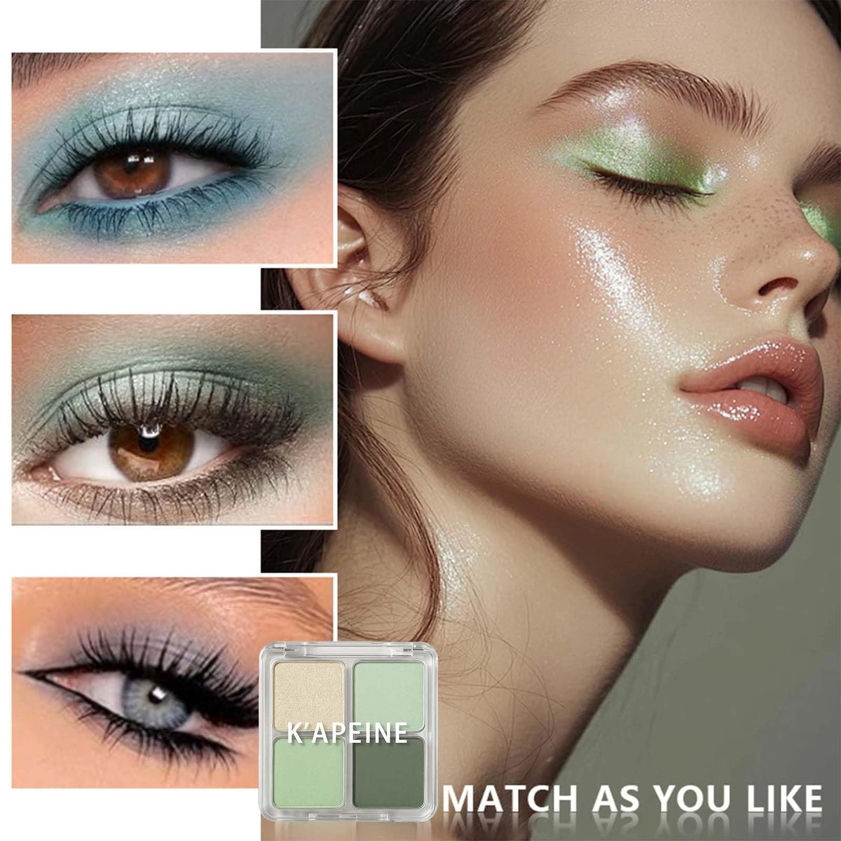 Green Eyeshadow Palette - Long-Lasting, Waterproof, Travel-Friendly