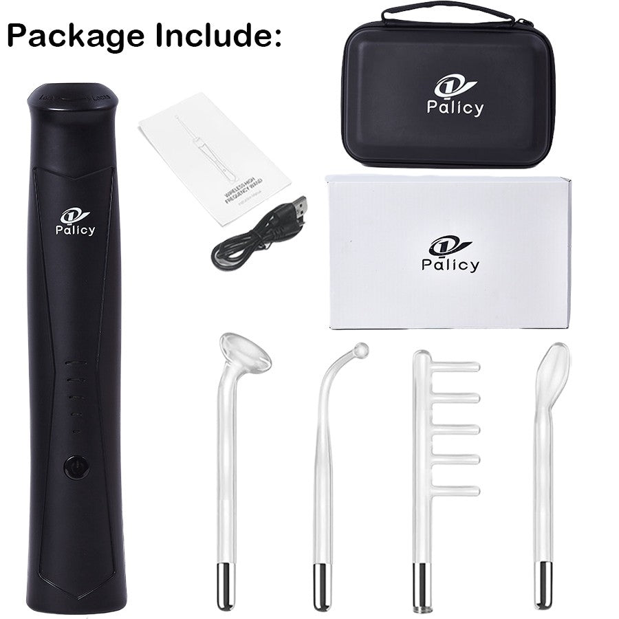 Portable High Frequency Facial Machine with 4 Glass Wands for Skin Care