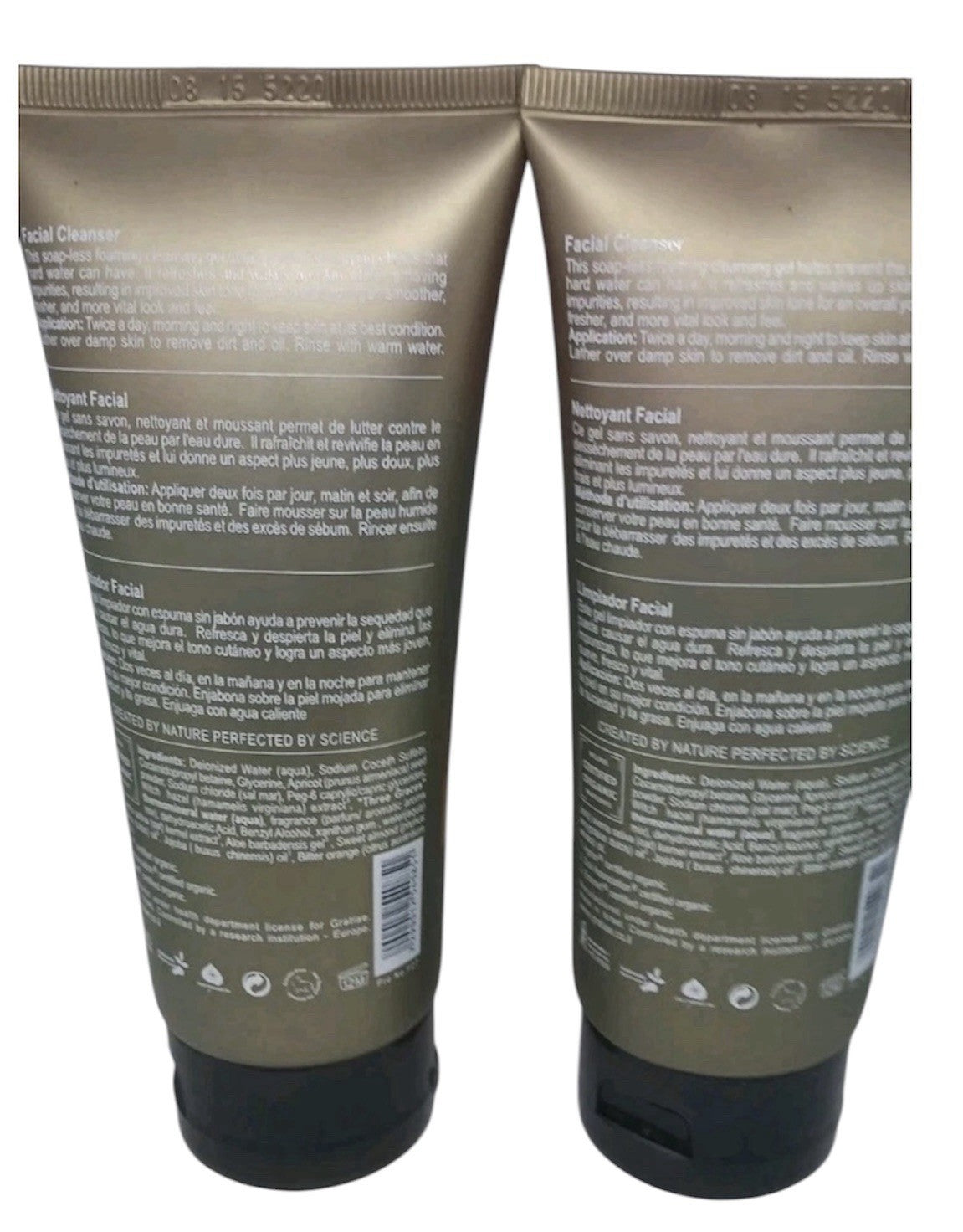 Men's Facial Cleansing Gel - Organic, 2 Tubes 4.05 fl oz Each