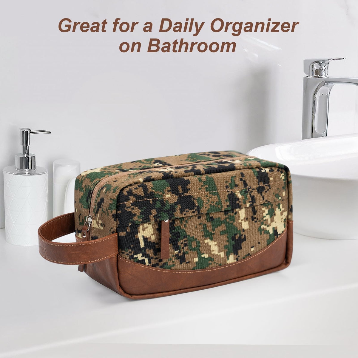 Travel Toiletry Bag for Men Water-Resistant Organizer with Hanging Handle