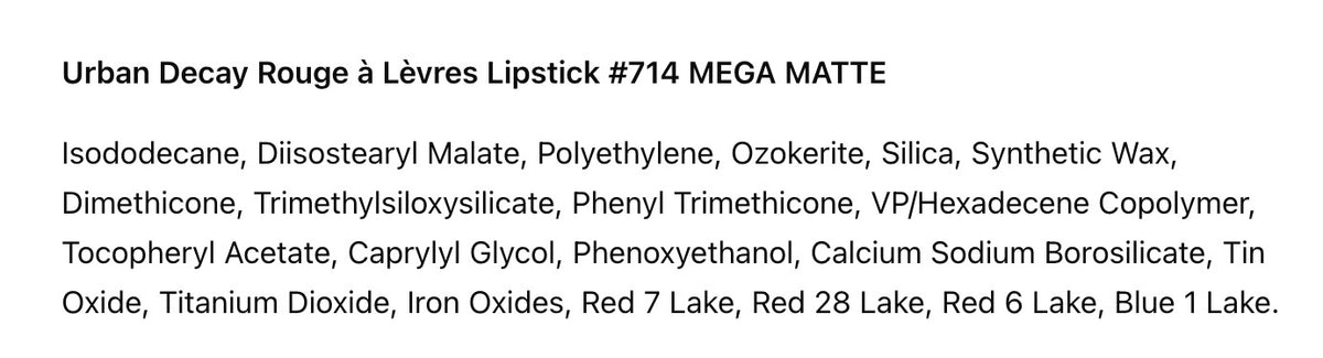 Urban Decay Mega Matte Lipstick Shade 714 - Long-Lasting Lip Color