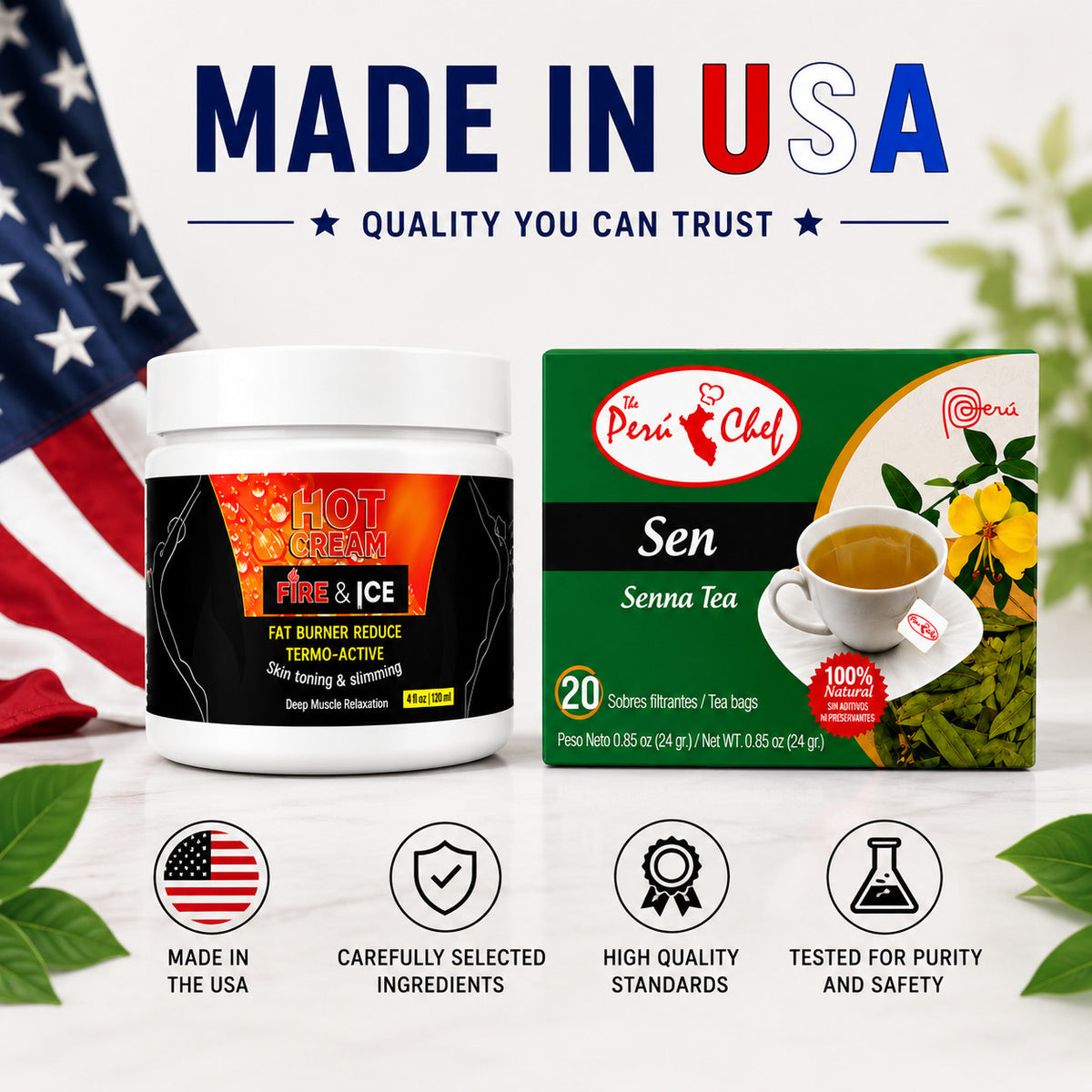 Hot Cream + Senna Tea Wellness Bundle - Made in USA