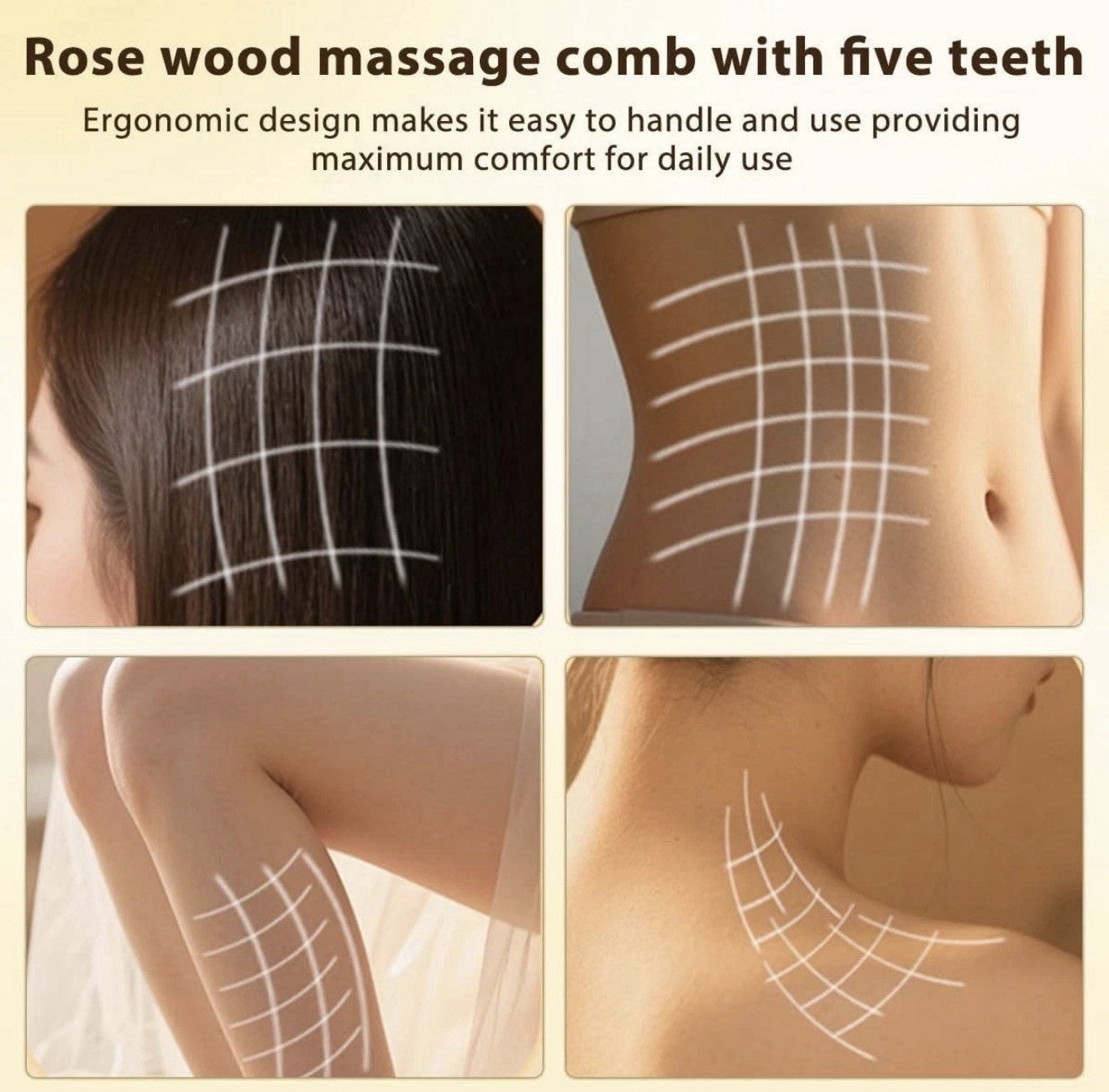 Wooden Scalp Massager & Gua Sha Comb Set for Hair Growth - 2 Pack