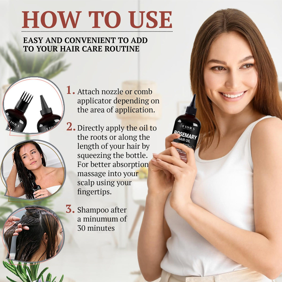 Pure Rosemary Oil for Hair Growth & Scalp Care - 4 Fl Oz