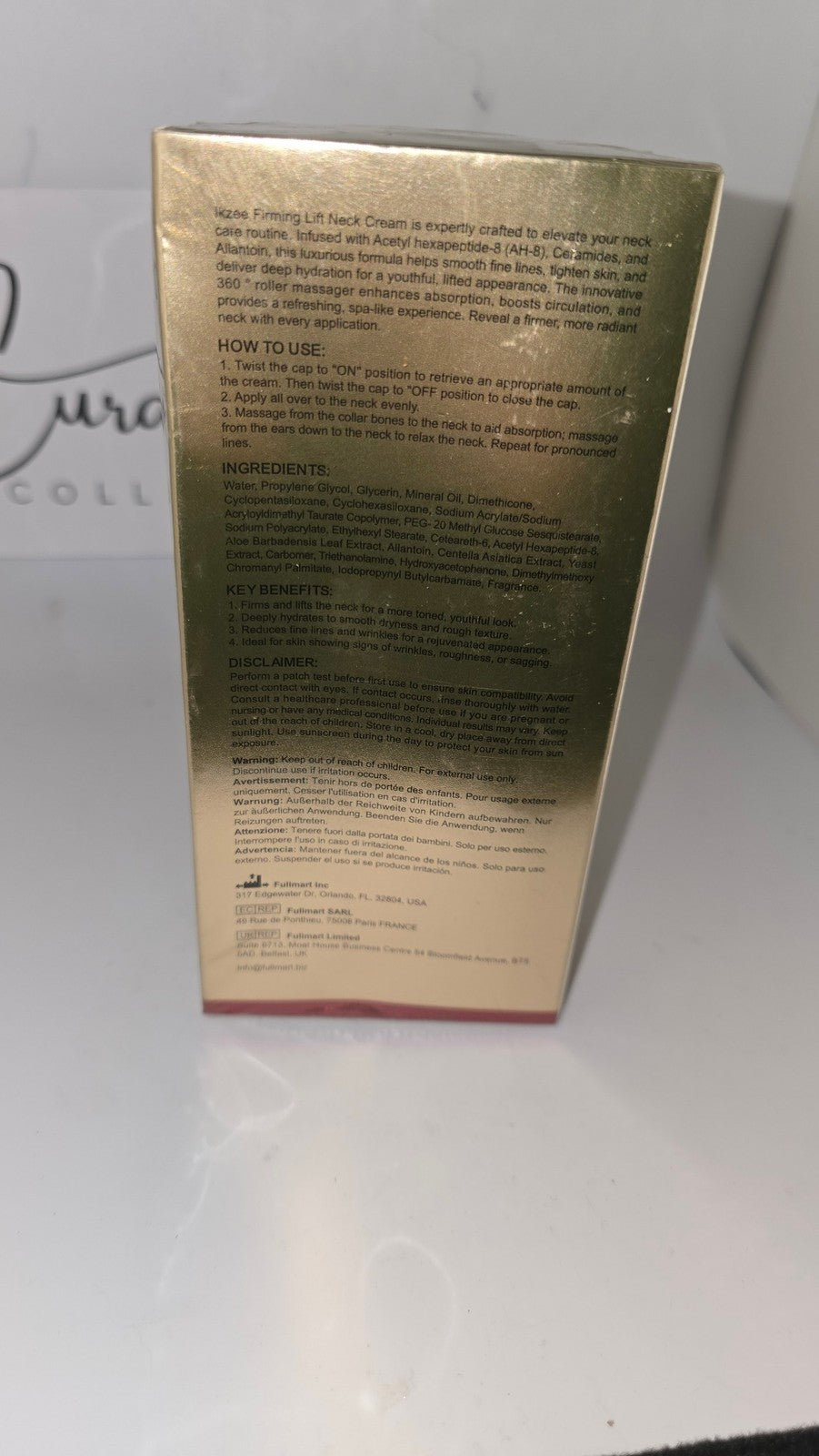 Ikzee Firming Lift Neck Cream with AH-8 & 360° Roller Massager - Anti-Aging 4.23 oz