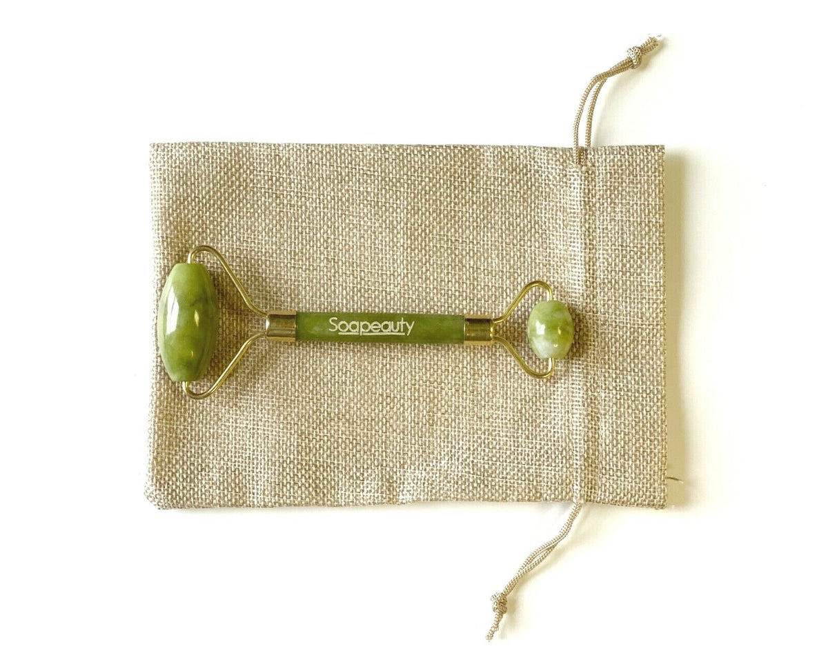 Natural Jade Facial Roller Dual Action Face Massager for Skin Detox and Relaxation