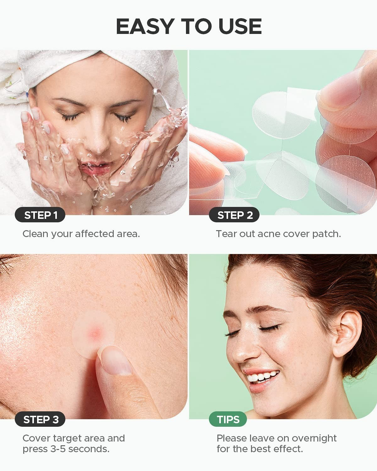 Hydrocolloid Pimple Patches with Tea Tree & Calendula Oil - 180 Count