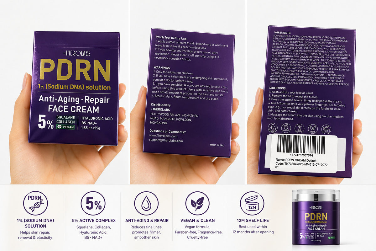 2 Pack PDRN Face Cream - Hydrating Skin Care with Collagen & Hyaluronic Acid