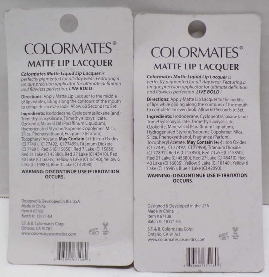 Set of 2 Matte Lip Lacquer Ruby Red 0.16 Fl Oz - Long-lasting Lip Color