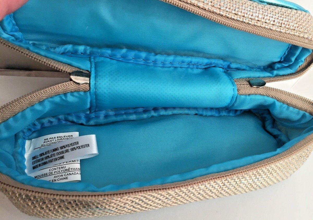 Jute Cosmetic Bag with Zipper Closure - Natural Travel Toiletry Pouch