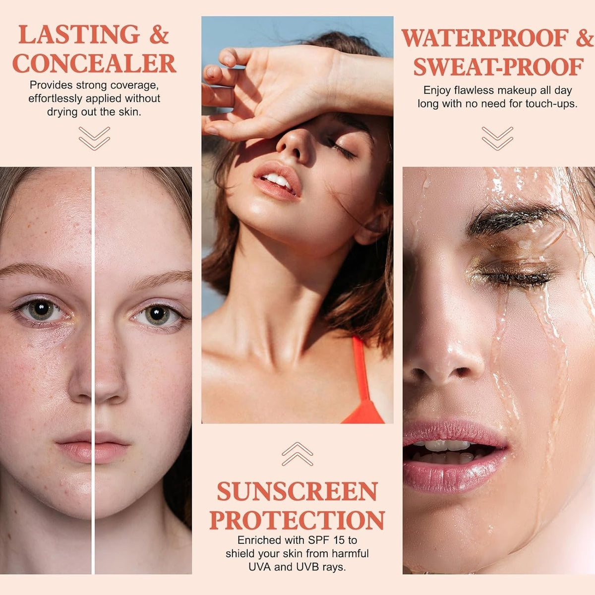Color-Adapting Foundation with SPF 15 - Flawless Concealer Makeup Set