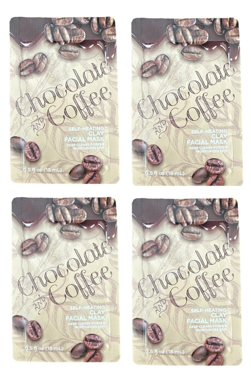 Chocolate & Coffee Self-Heating Clay Facial Mask 4-Pack