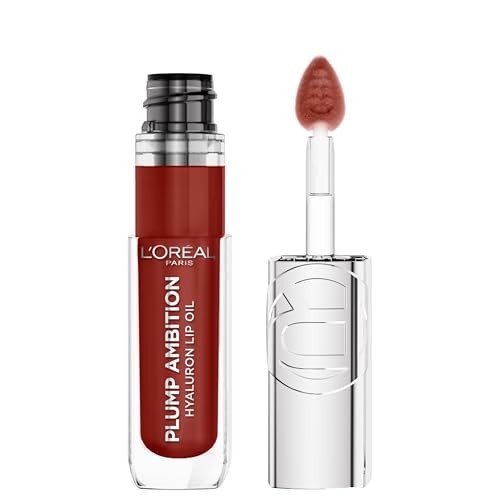 L'Oreal Hyaluronic Lip Oil Wine O'clock 485 - Volumizing Lip Gloss, 0.16 Fl Oz
