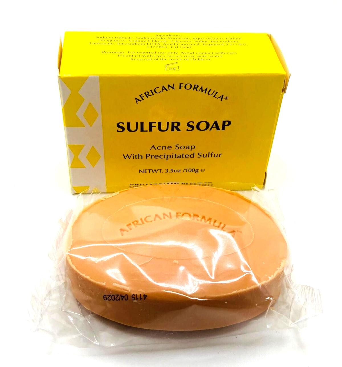 African Formula Sulfur Soap 3.5 oz Deep Cleansing Acne Bar for Face & Body
