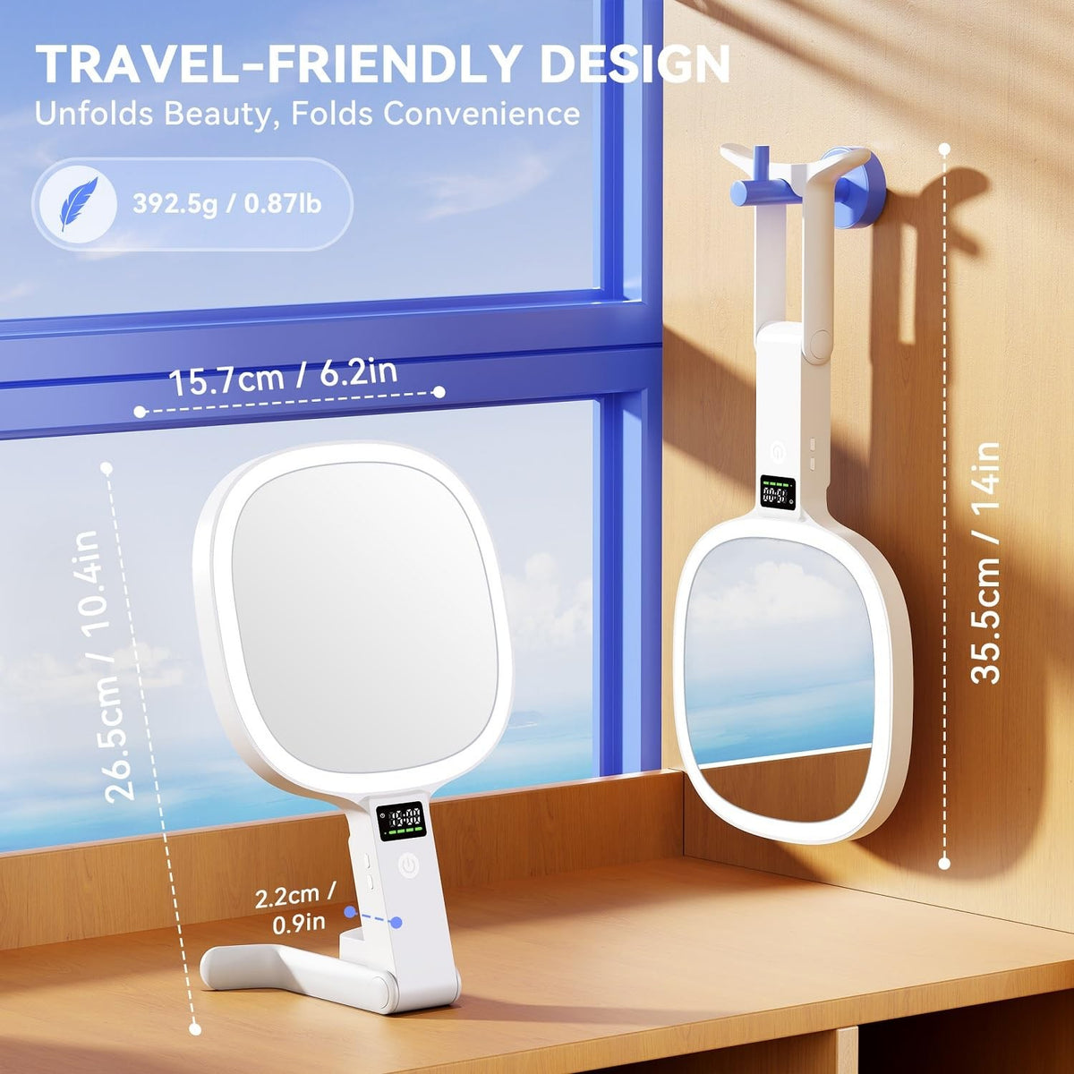 Travel Makeup Mirror with Lights 30X/1X Double Sided Dimmable LED Rechargeable